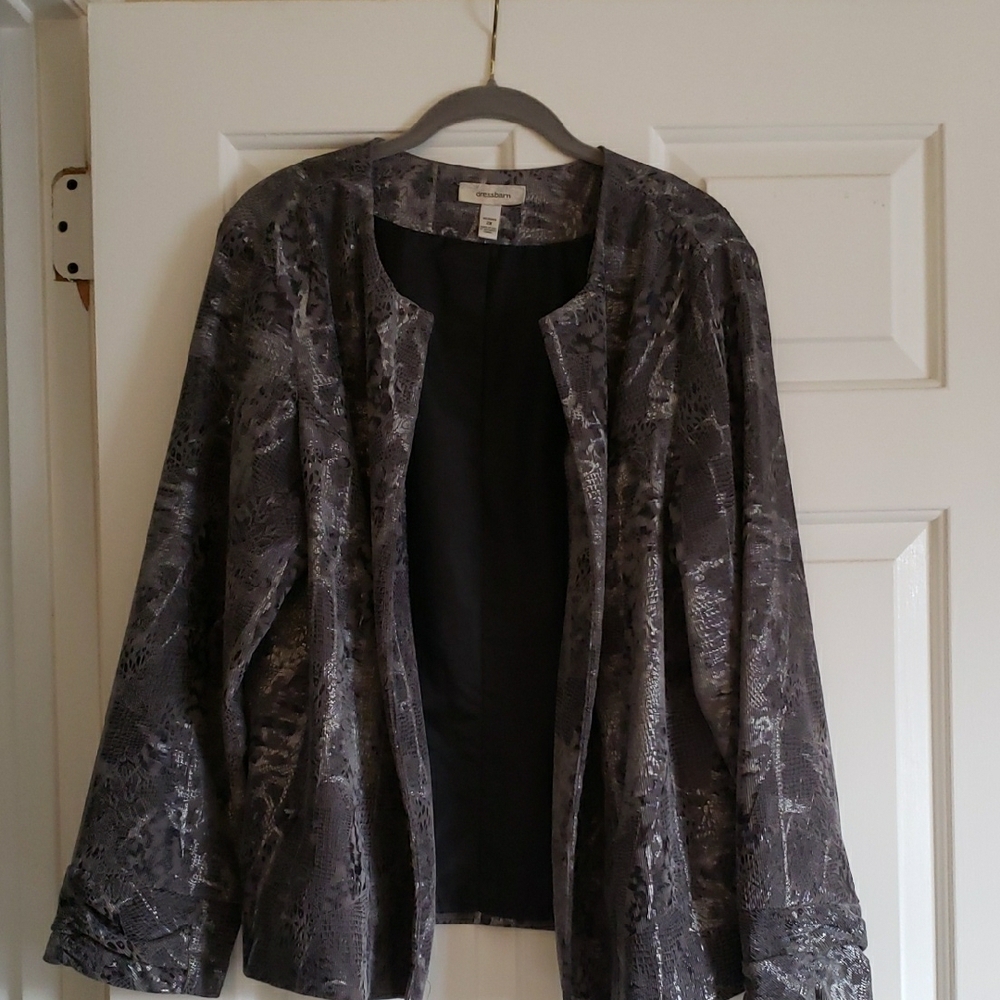 Gray Velvet Open-Front Blazer